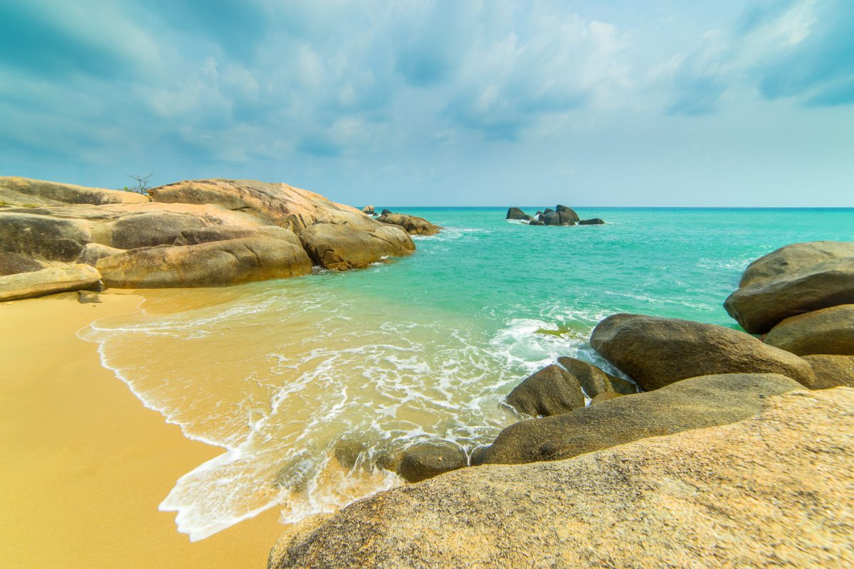 Koh Samui, Thailand. group of stones on the beach of Lamai - "Grandpa and Grandma"
